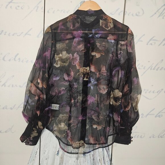 NWT Equipment Femme Boleyn Sheer Silk Floral Blouse Size XS $300 - Picture 3 of 10